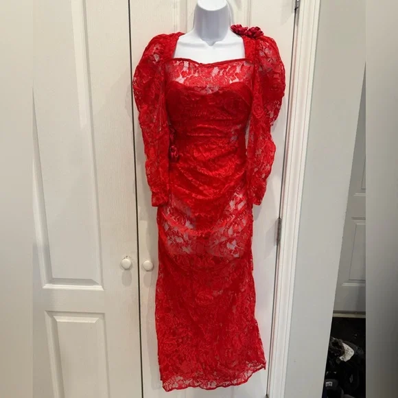 chinese dress ladies FOR LOVE & LEMONS Doily Bouquet Midi Dress